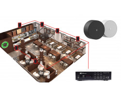 Акустическая система для ресторана, кафе 6 настенных колонки AUDAC NELO706